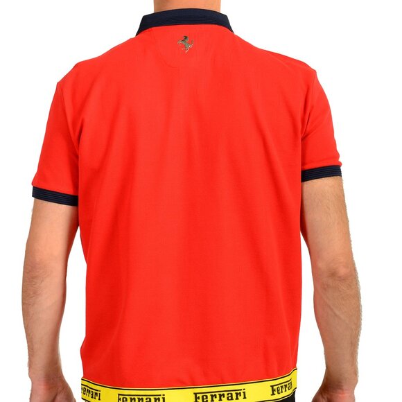 Scuderia Ferrari Men's Piquet Ferrari Tape Short Sleeve Polo Shirt US L IT 52 - Picture 3 of 7